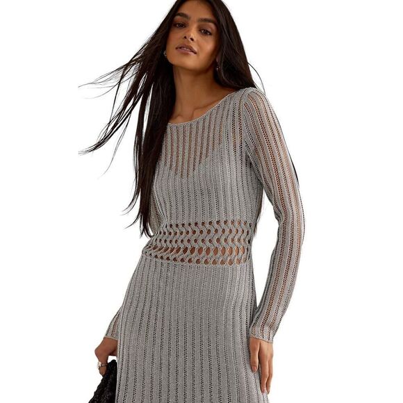 Significant Other Adley Long-Sleeve Open-Knit Maxi Dress NWT Size 10 - Picture 2 of 11